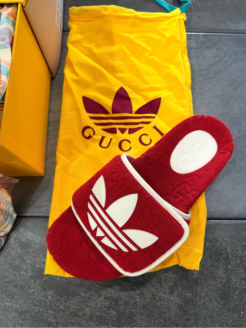 Gucci Red and White Terry Slide Sandal